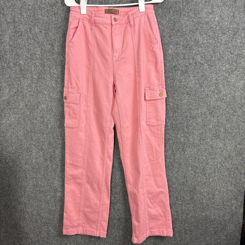 Judy Blue Cargo Straight Jeans Womens Size 9 / 29 Pink Garment Dye